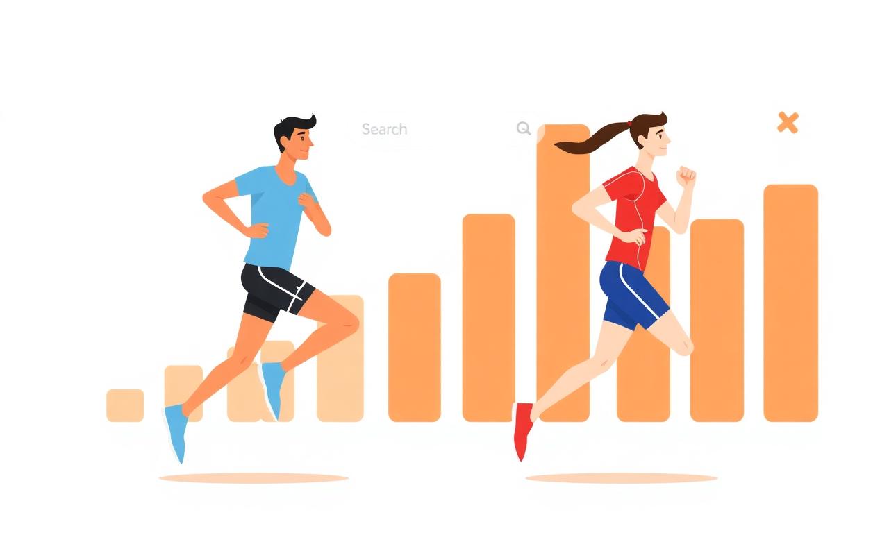 Illustratie van een sprinter en marathonloper als metafoor voor Ads en SEO