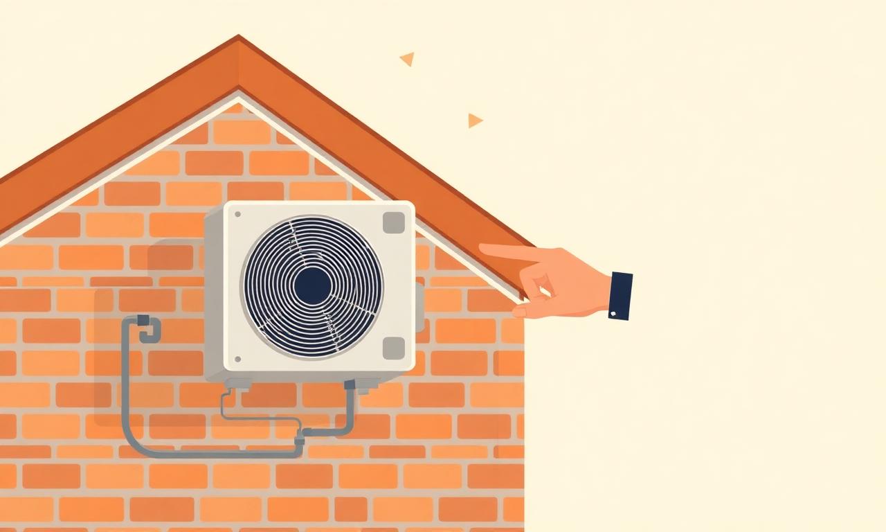 Illustratie van een airco-buitenunit aan een bakstenen gevel