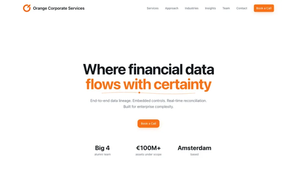 De homepage van Orange Corporate Services