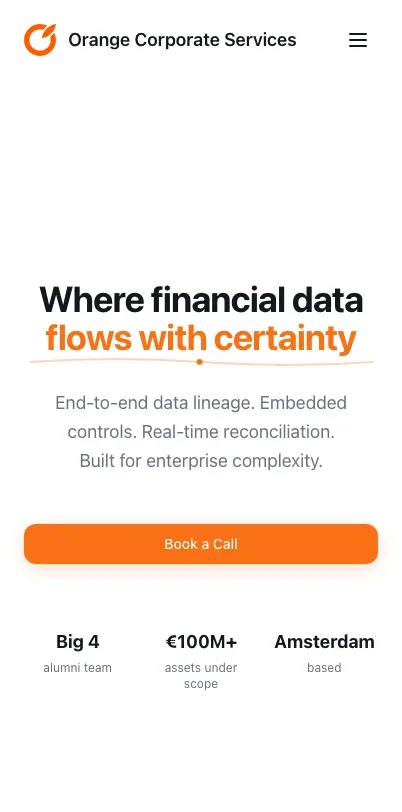 Mobiele website voor Orange Corporate Services