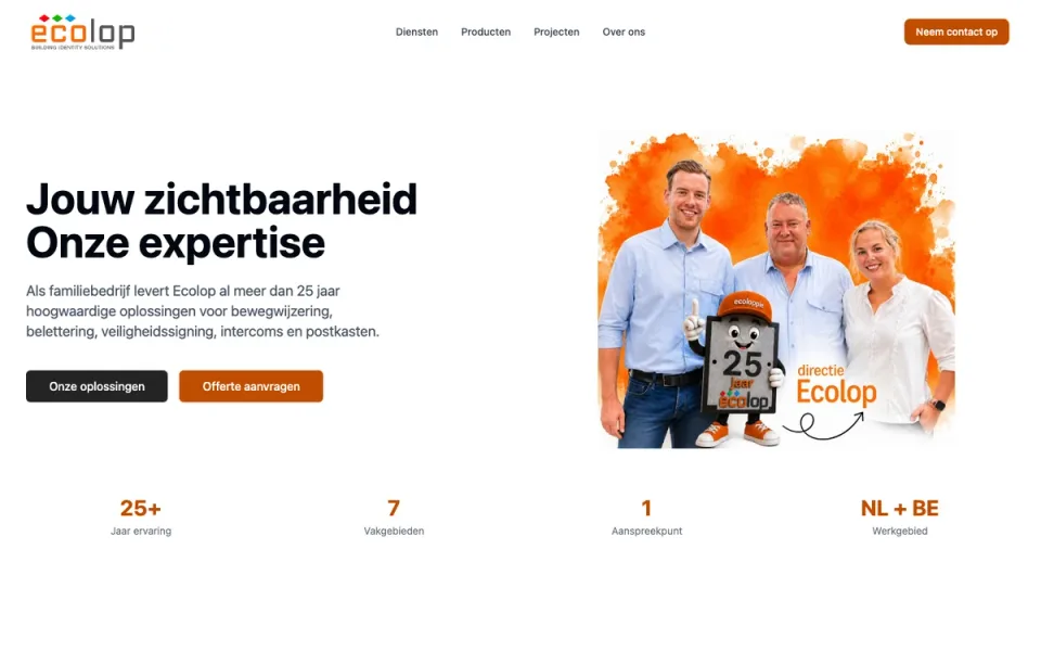 De homepage van Ecolop
