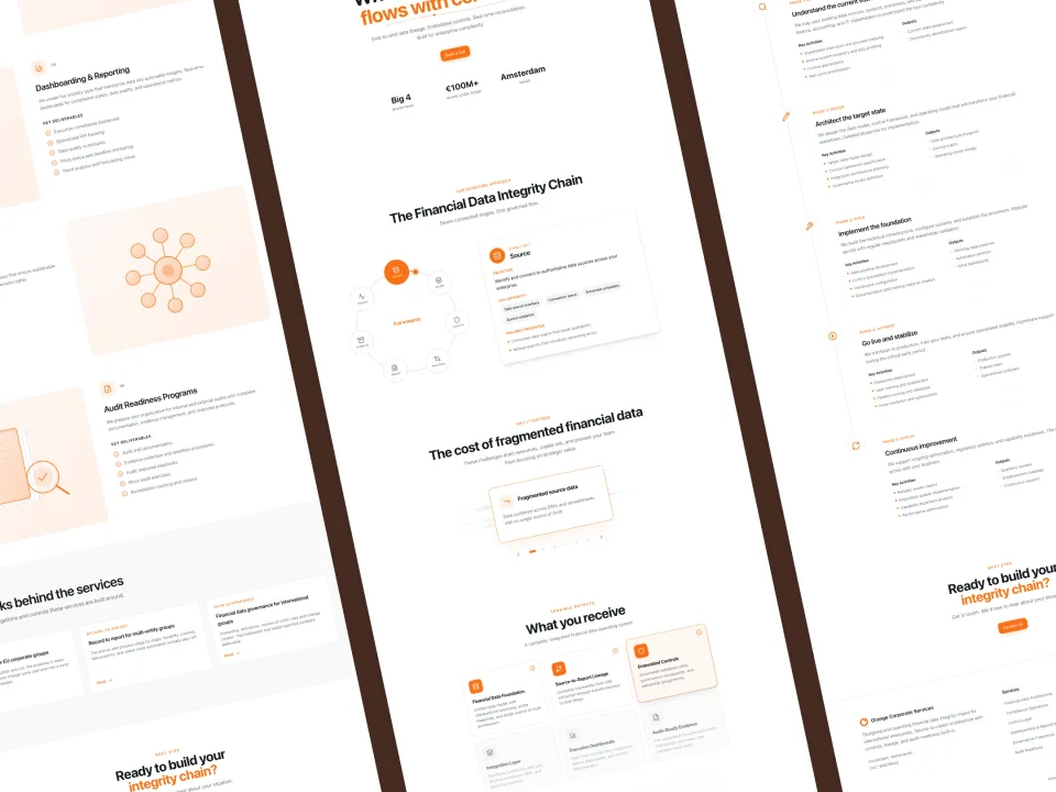Een bewegend pagina-overzicht van Orange Corporate Services